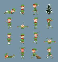 Christmas Character Elf Various Poses Cartoon