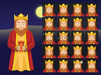 Three Kings Gaspar Cartoon Emoticons Vector Illustration