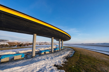 冬の旭川空港公園グリーンポートの風景
