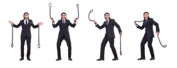 Man with chain isolated on the white