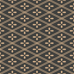Vector damask seamless retro pattern background check geometry cross frame line flower