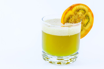 Lulo juice a traditional Colombian exotic fruit (Solanum quitoense)
