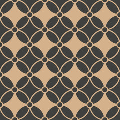 Vector damask seamless retro pattern background geometry cross round frame chain line