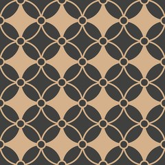 Fototapeta premium Vector damask seamless retro pattern background geometry cross round frame chain line