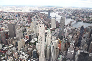 Obraz premium NEW YORK,USA- JUNE 18,2018:Aerial view of new york city from one world trade building