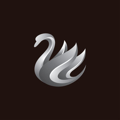 Elegant, luxury, silver swan wing vector logo