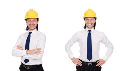 Young architect isolated on white