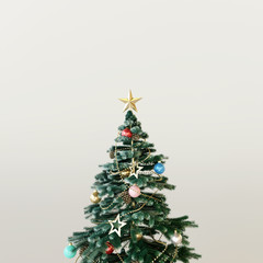 Top of Christmas tree on white background. 3d rendering