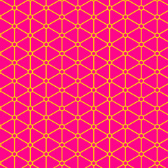 bright yellow outlined hexagons and triangles pattern over pink background. modern ethnic design for textiles, fabric, backgrounds, wallpapers, backdrops and templates, pattern swatch at eps. file