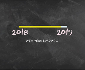 2019 New year loading on chalkboard