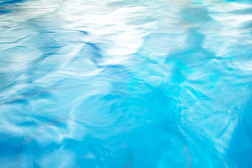 The smooth natural blue water background with bokeh  abstract on the sea or ocean,vintage and soft colored blur.