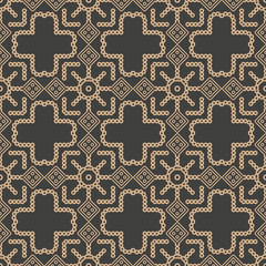 Vector damask seamless retro pattern background square round cross frame chain line kaleidoscope