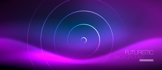 Neon glowing circles background