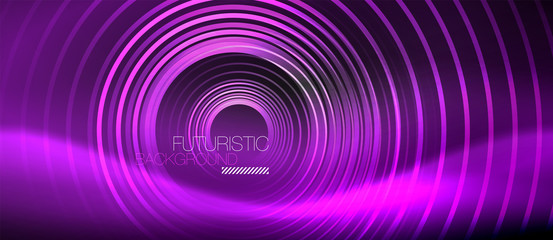 Dark abstract background with glowing neon circles