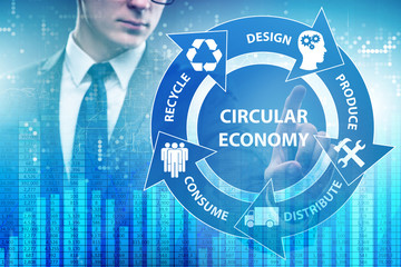 Concept of circular economy with businessman