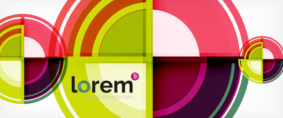 Naklejka premium Modern geometric circles abstract background, colorful round shapes with shadow effects
