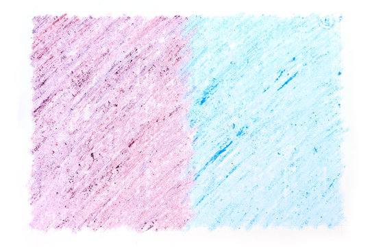 Blue And Purple Crayon Drawings On White Paper Background Texture