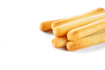 bread sticks on white background.