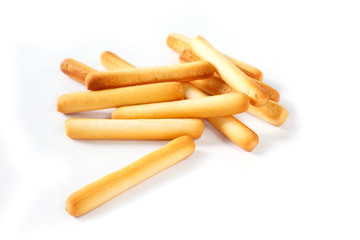 bread sticks on white background.