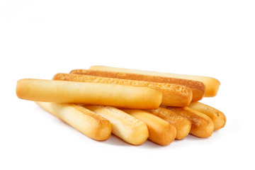 bread sticks on white background.