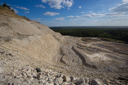 feldspar ore mine quarry with rocks dump mining technology