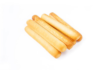 bread sticks on white background.