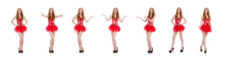 Naklejka premium Red hair girl in carnival costume isolated on white