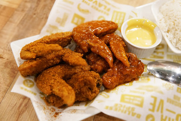 Fried chicken wings with sauce      