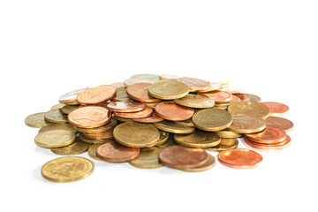 coins money on white background.