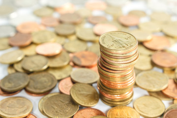 coins money on white background.