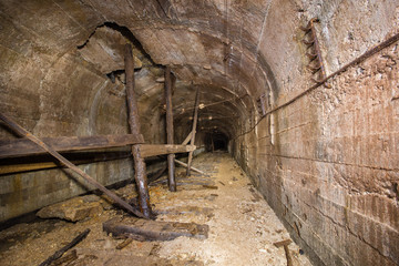 Underground abandoned gold iron ore mine shaft tunnel gallery passage bunker shelter