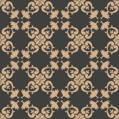 Vector damask seamless retro pattern background botanic garden spiral curve cross leaf frame flower wreath