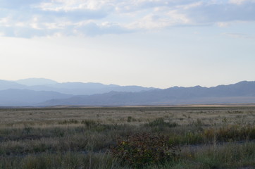 field and mountains