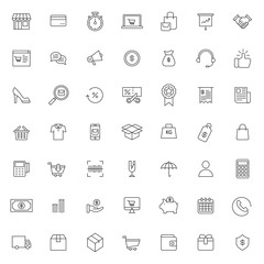 big set of ecommerce icon with simple outline and modern style, editable stroke vector eps 10