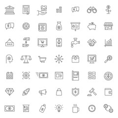 big set of business financial icon with simple outline and modern style, editable stroke vector eps 10