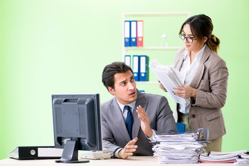 Man employee suffering from excessive work 
