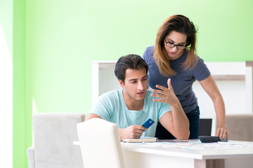 Young family struggling with personal finance