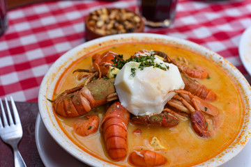 'Chupe de Camarones', a traditional shrimp dish from the city of Arequipa, Peru