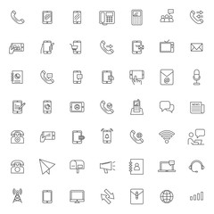 Naklejka na ściany i meble big set of communication phone icon vector design with simple outline and modern style, editable stroke vector eps 10