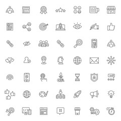 big set of social media icons vector design with simple outline and modern style, editable stroke