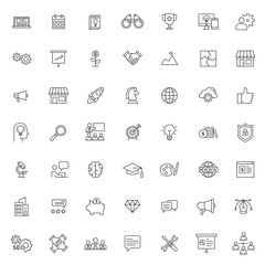 Fototapeta na wymiar big set of start up business technology icon with simple outline and modern style, editable stroke vector eps 10
