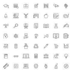 big set of education icon vector design with simple outline and modern style, editable stroke vector eps 10