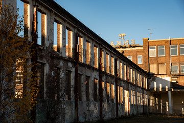 The Old Brick Wall of the former Enka Factory with Blue Sky