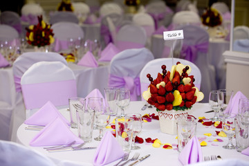 Upscale Party Setup with Fruits and Flowers