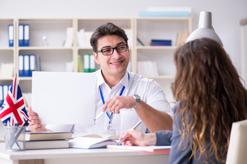 English language training with teacher and student