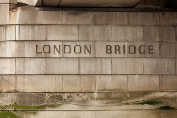 Detail of one of the pylons beneath London Bridge