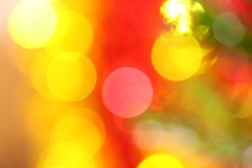 Background of blurry christmas tree with bokeh and copy space