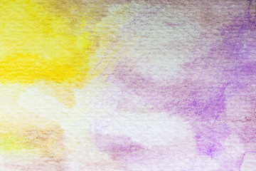 abstract yellow and violet watercolor background. art hand paint