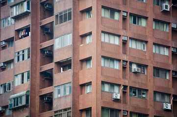 old vintage brownstone apartment building in Taipei, Taiwan