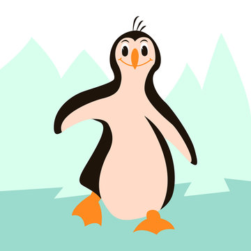 penguin cartoon .flat style.
